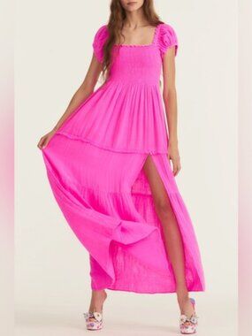 LoveShackFancy 🎀 Pink Smocked Maxi Dress